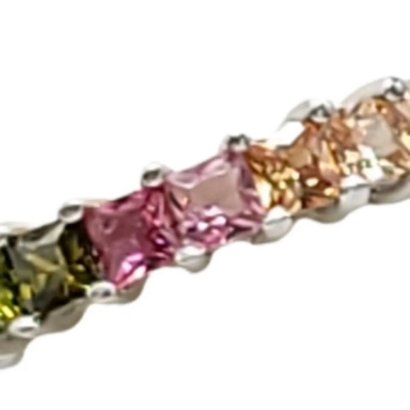 GM CN 925 Sterling Silver 6 mm Rainbow CZs Eternity Ring Size 6 Gay Pride 6g New - Picture 10 of 16